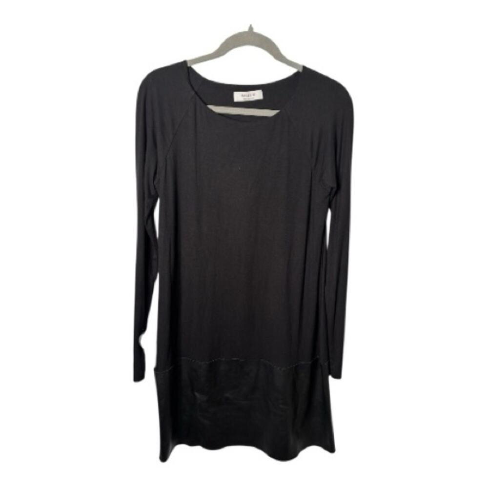 Bailey 44 Black Long Sleeve Faux Leather Hem Dress Large